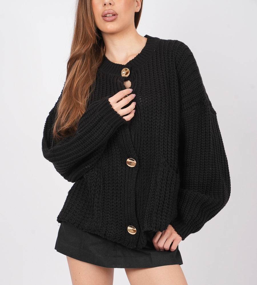 Goldie Knitted cardigan in black