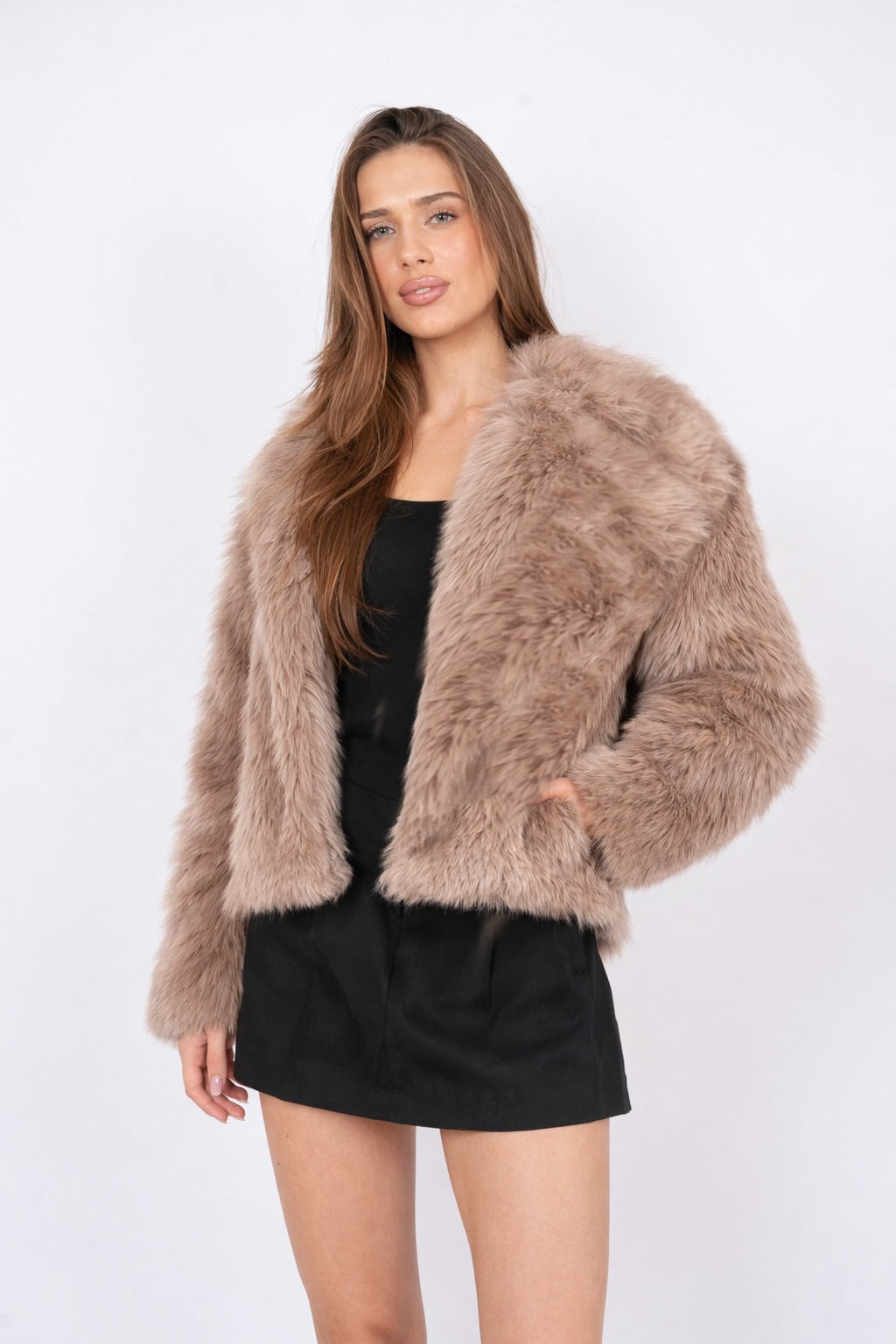 Fur jacket in beige