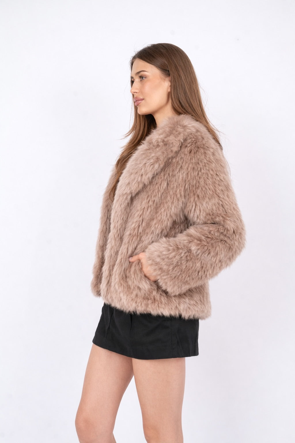 Fur jacket in beige