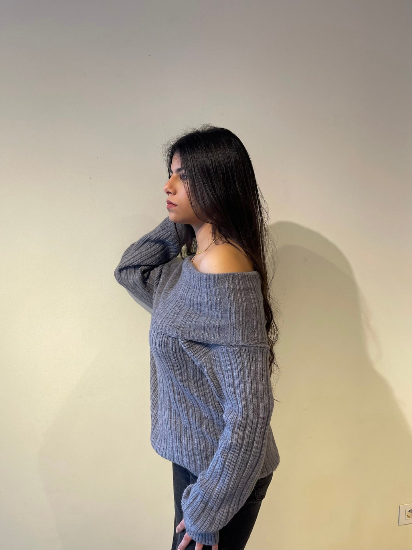 Off-shoulder In Grey