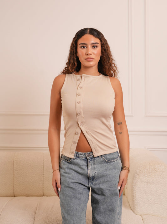 Buttoned Top in beige