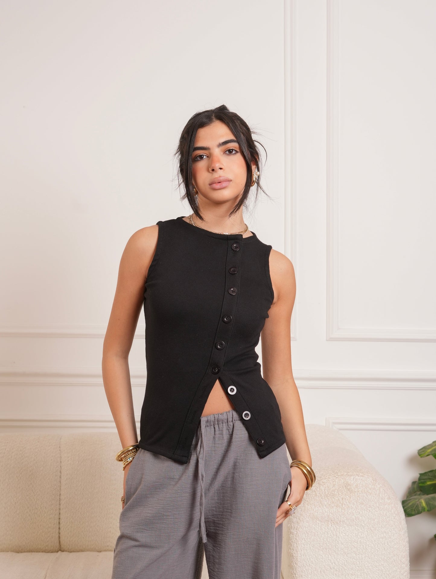 Buttoned Top In Black