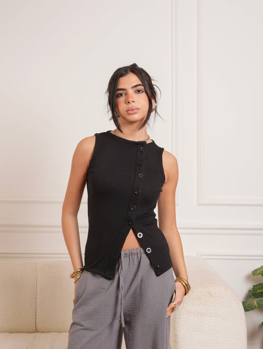 Buttoned Top In Black