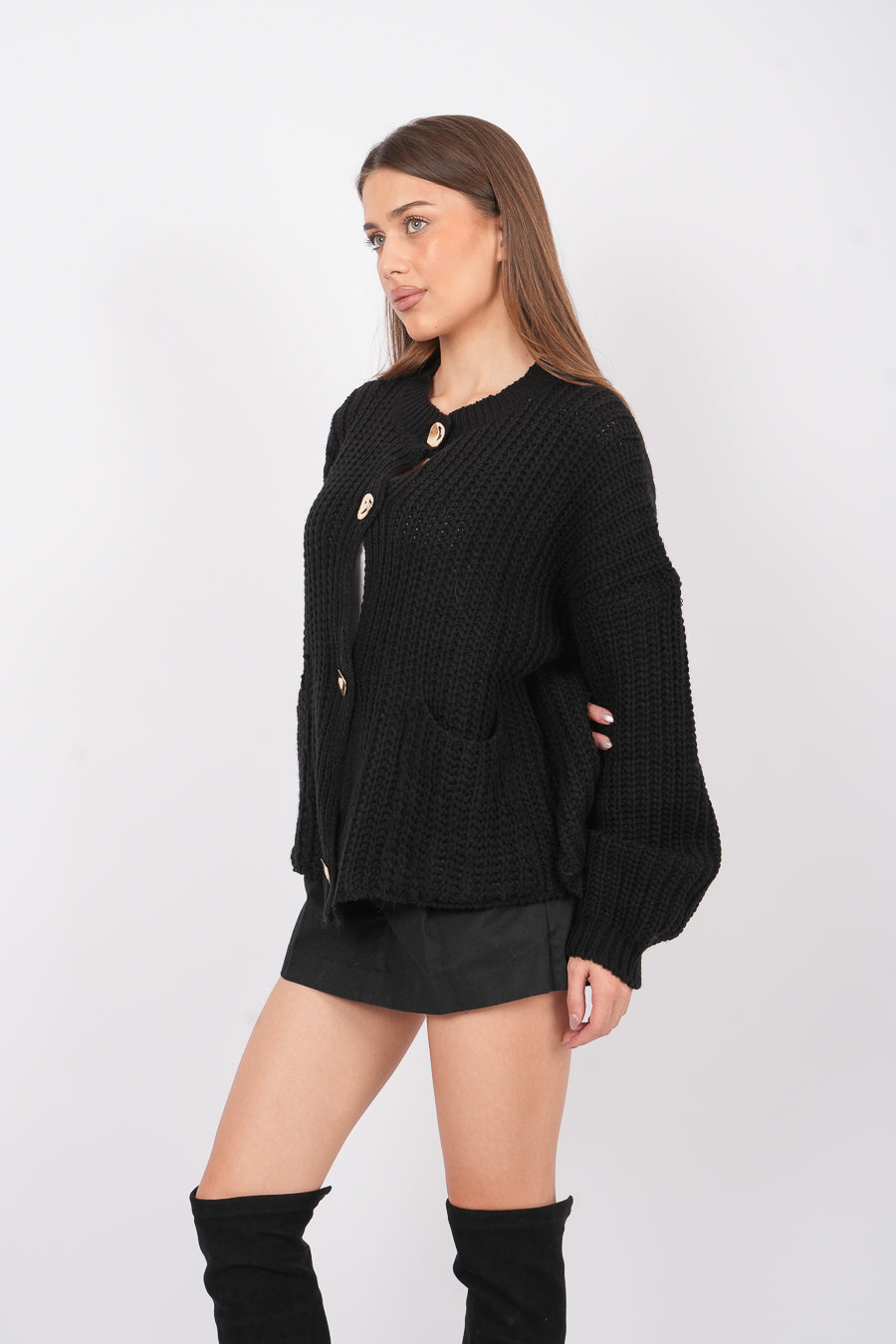 Goldie Knitted cardigan in black