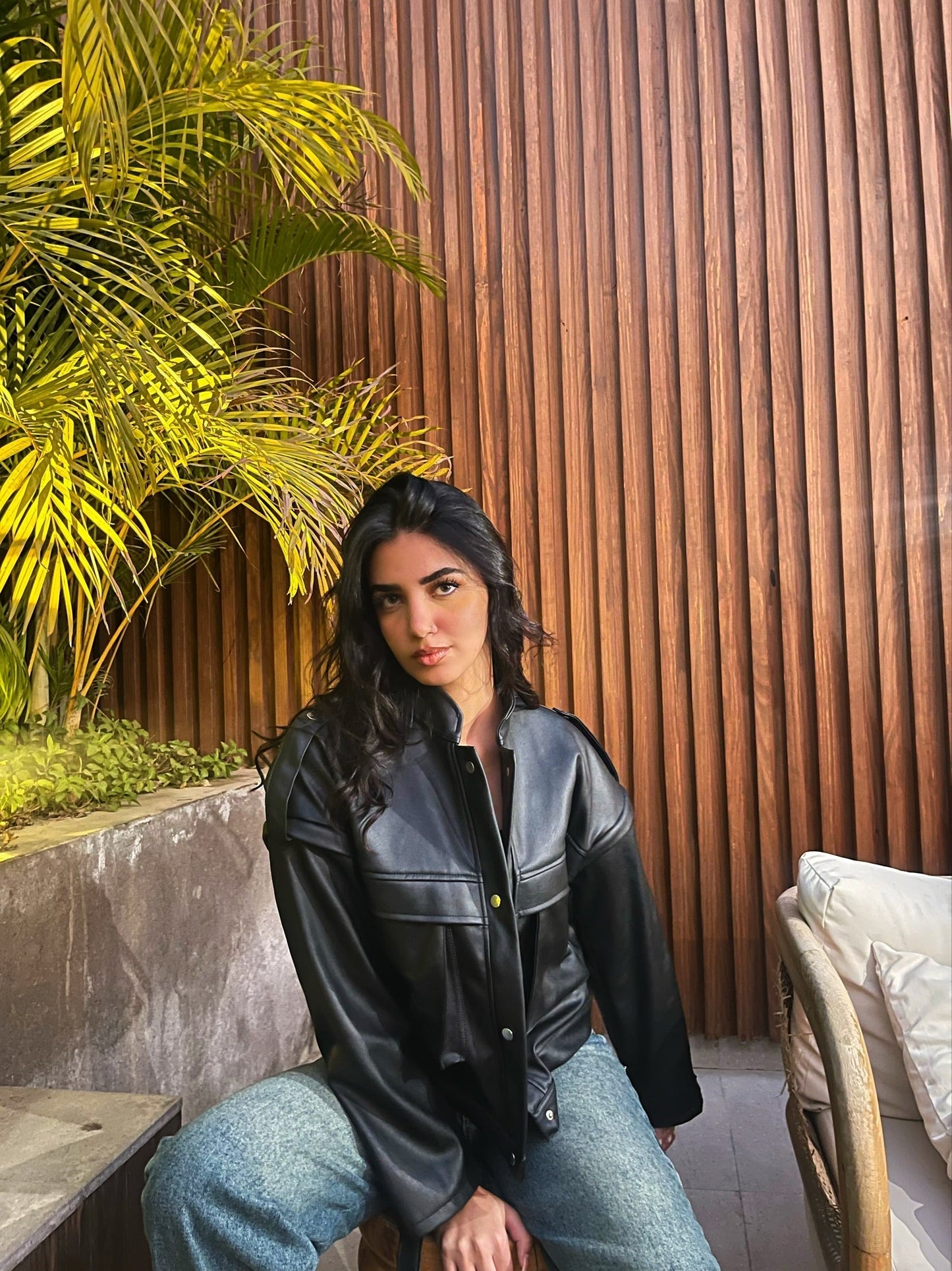 Leather Buttoned Jacket In Black