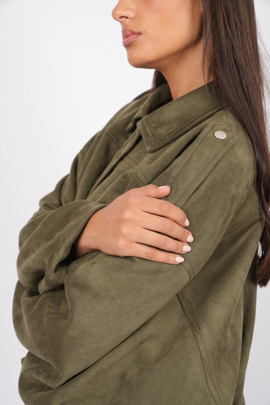 Suede bomber jacket In Olive