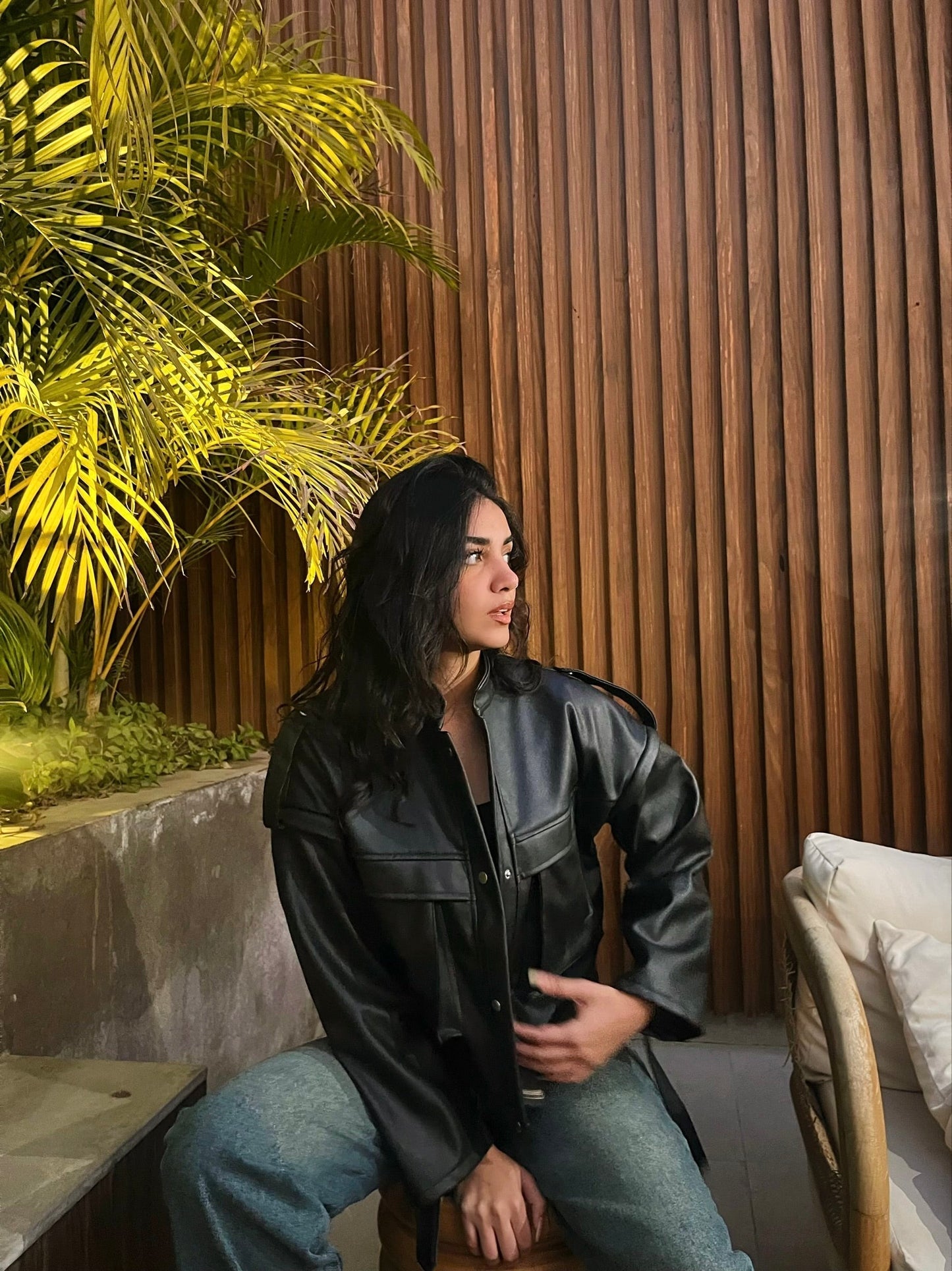 Leather Buttoned Jacket In Black